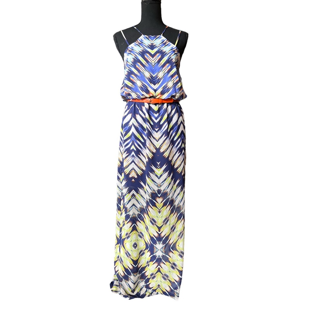 Jodi Kristopher chiffon halter maxi dress